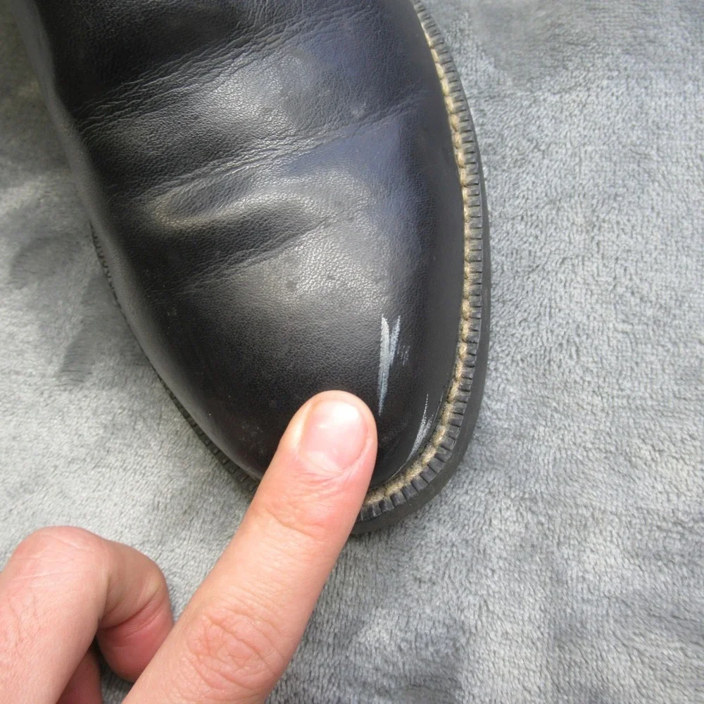 Justin Basics Mens Boots 7.5 D Black Leather‎ Cowboy Western Temple Roper